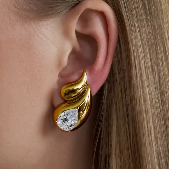 Anthropologie Jewelry - Golden Flame Teardrop Diamond Earrings